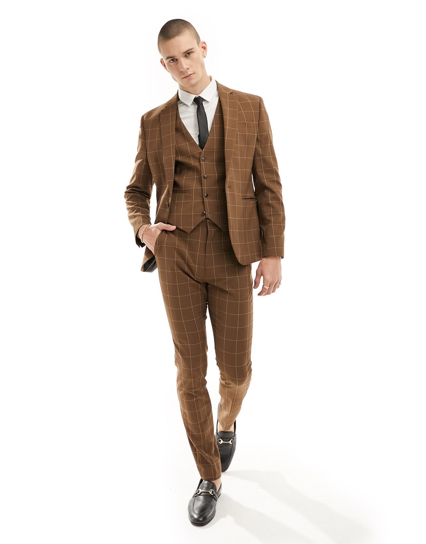 Model wearing a three-piece check suit | ASOS Style feed