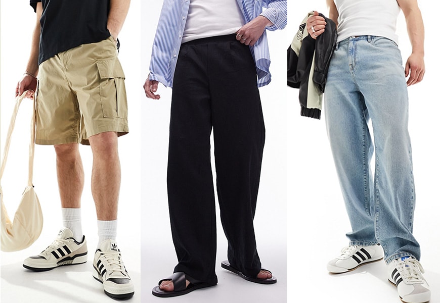 333 method bottoms with jeans, wide leg black trousers and beige cargos | ASOS Style Feed