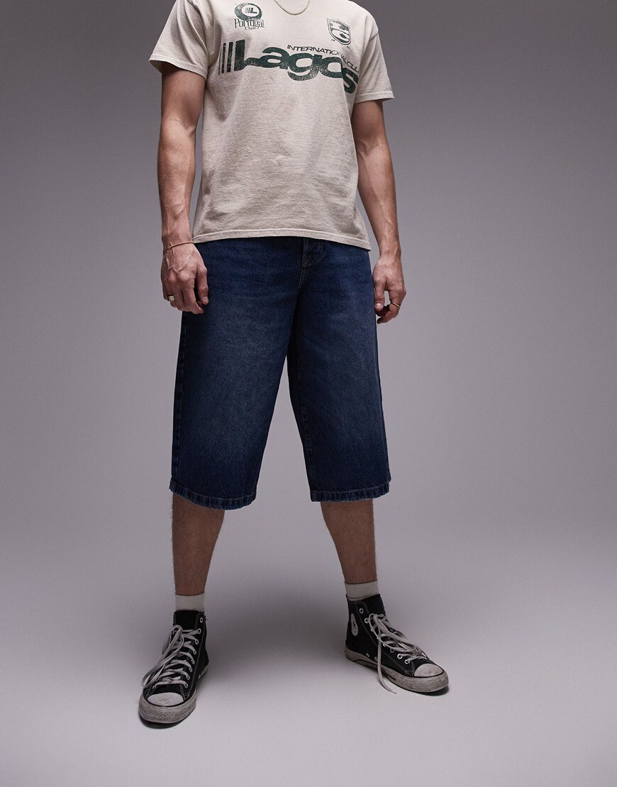 Topman denim jorts in dark blue wash