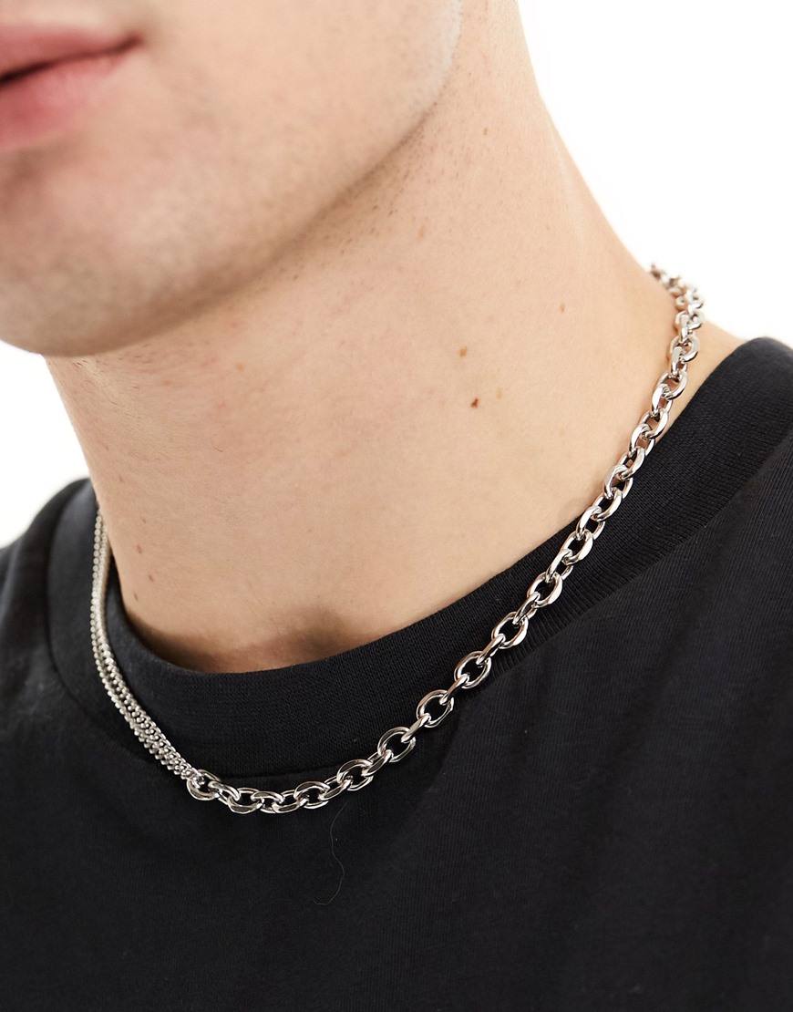 ASOS DESIGN waterproof stainless steel mixed chain necklace