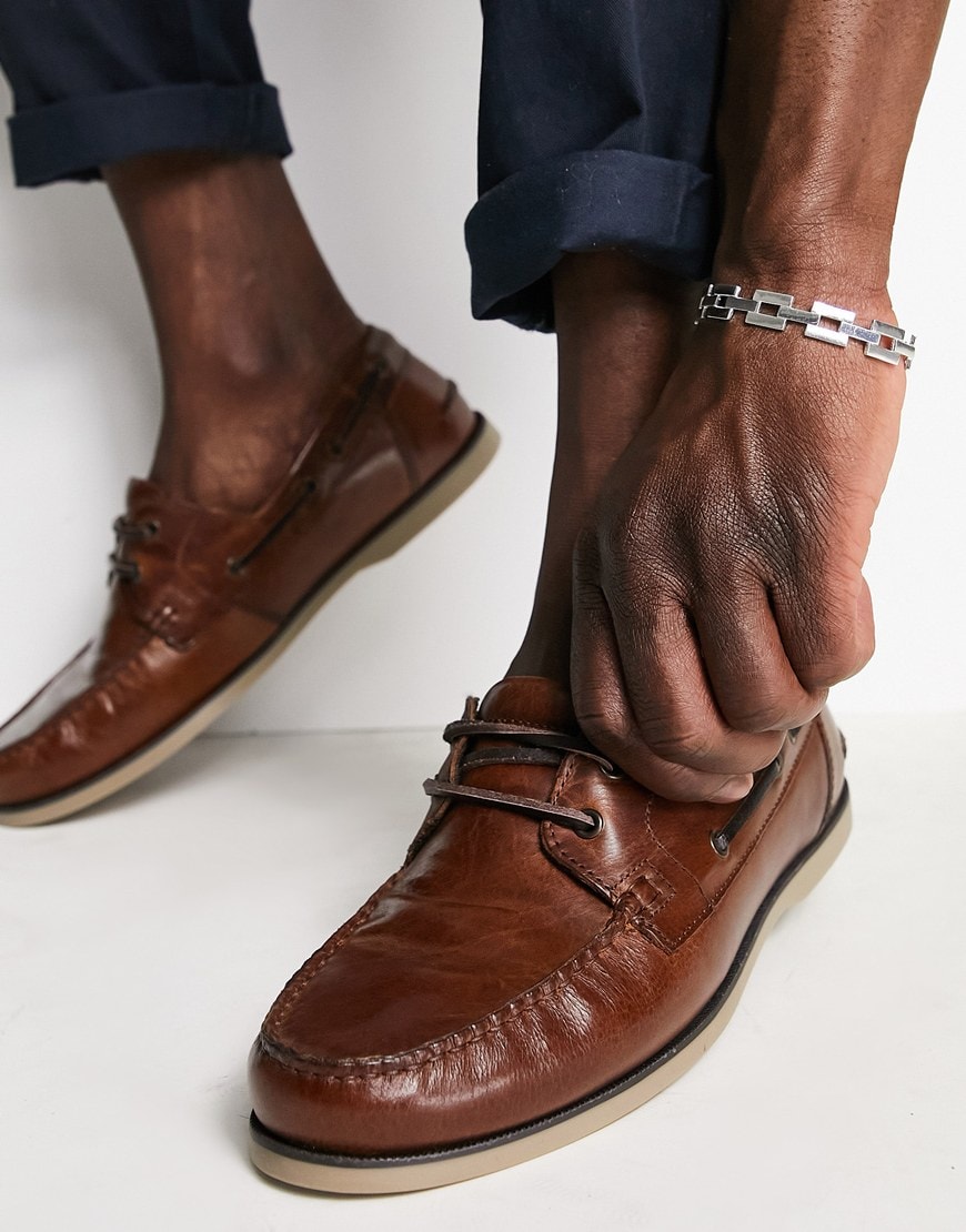 ASOS DESIGN boat shoes in brown leather with gum soles | ASOS Style Feed