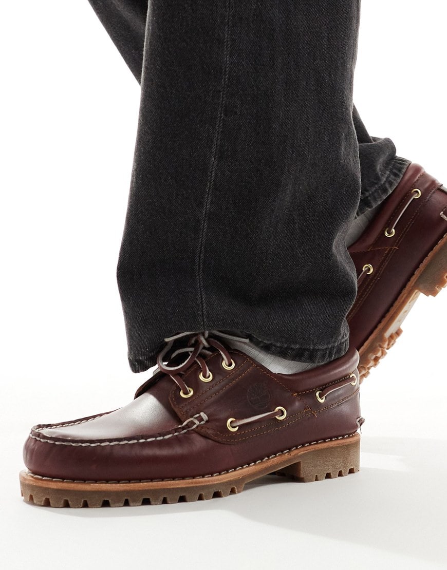Timberland authentics 3 eye classic boat shoes in burgundy full grain leather| ASOS Style Feed