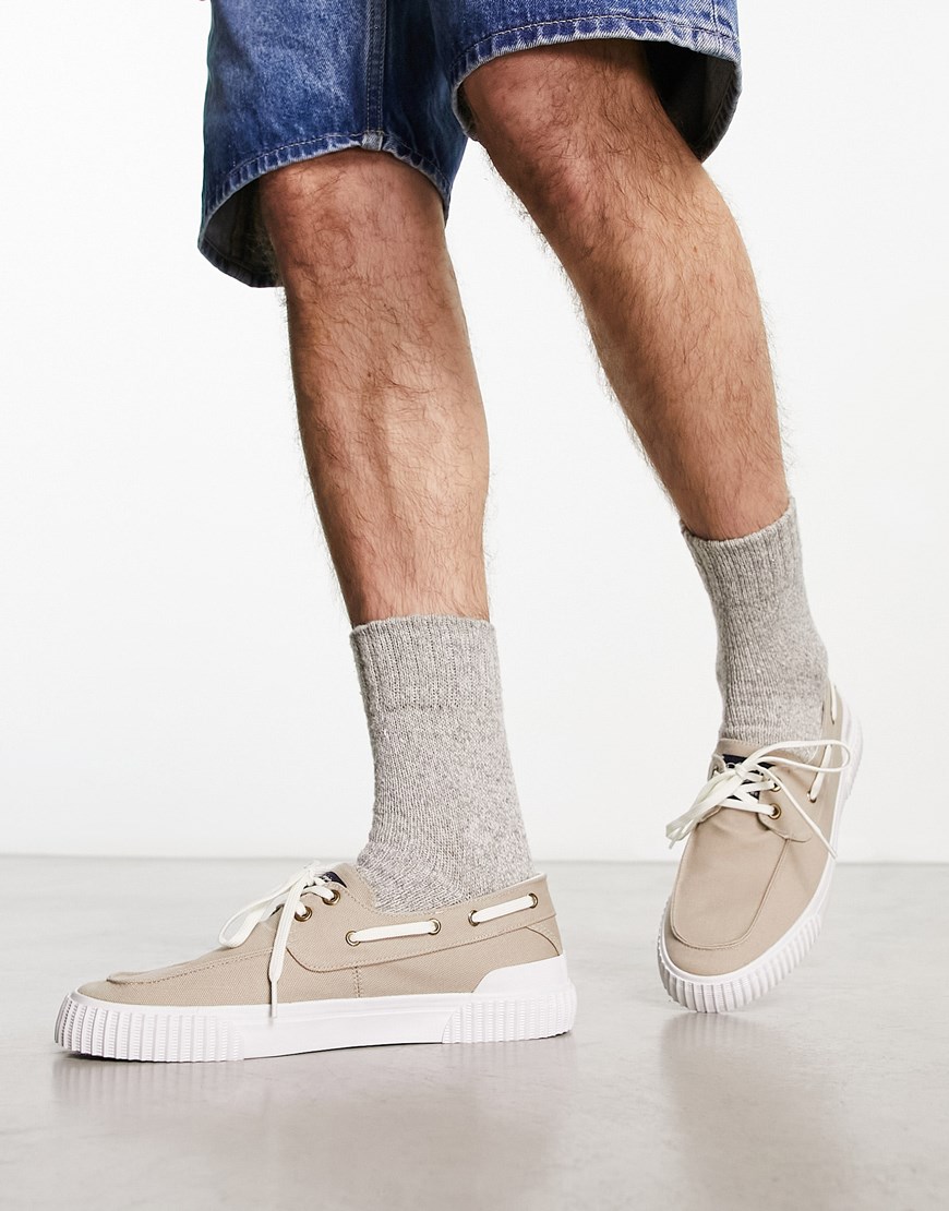 Original Penguin canvas mix casual boat shoes in sand | ASOS Style Feed