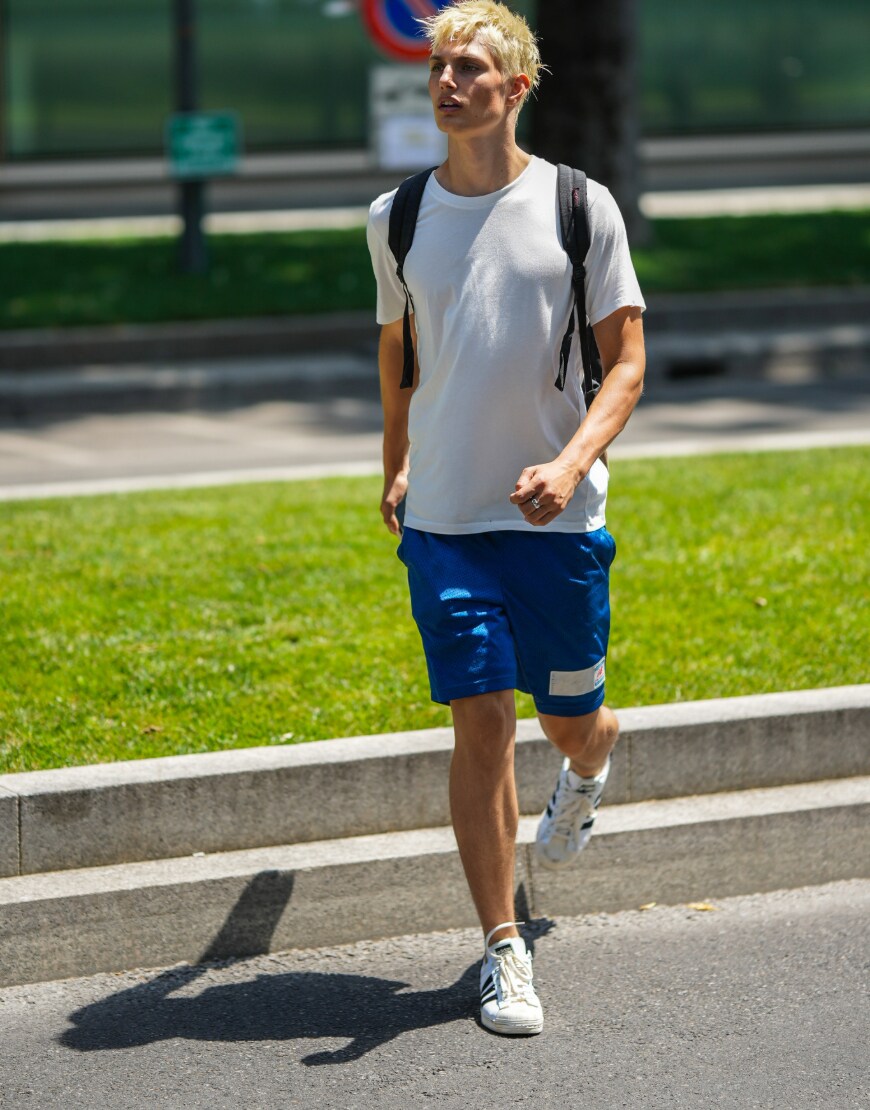 Man wearing blue shorts | ASOS Style Feed