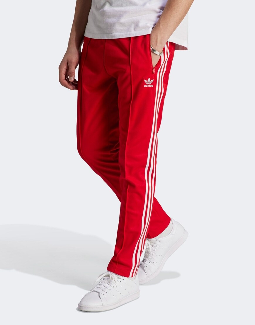 adidas Originals Adicolor Classics Beckenbauer track pants in red | ASOS Style Feed