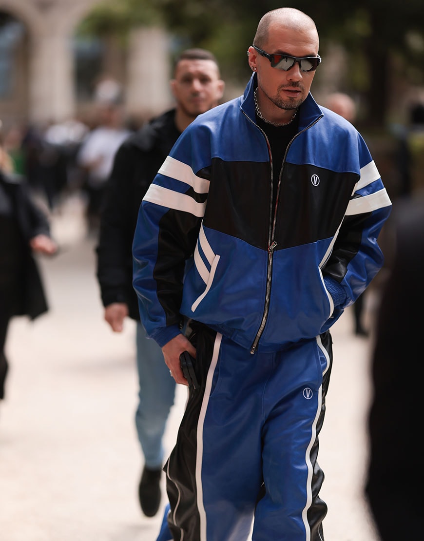 Man wearing blue track jacket | ASOS Style Feed