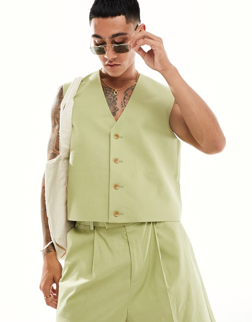 ASOS DESIGN smart co-ord waistcoat in sage | ASOS Style Feed