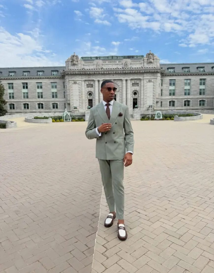 veexeasy wearing sage green suit|ASOS Style Feed