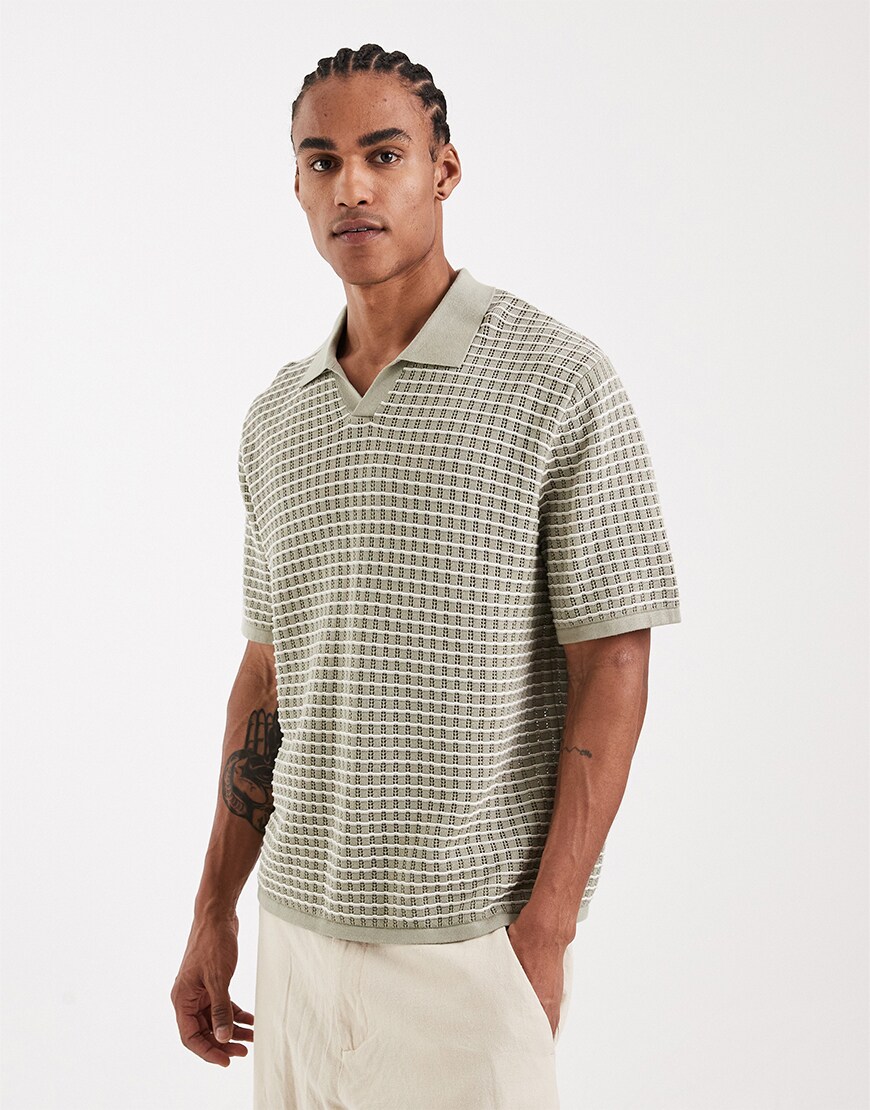 model wearing sage green polo shirt|ASOS Style Feed