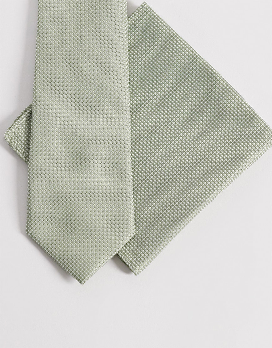 sage green tie and pocket square|ASOS Style Feed