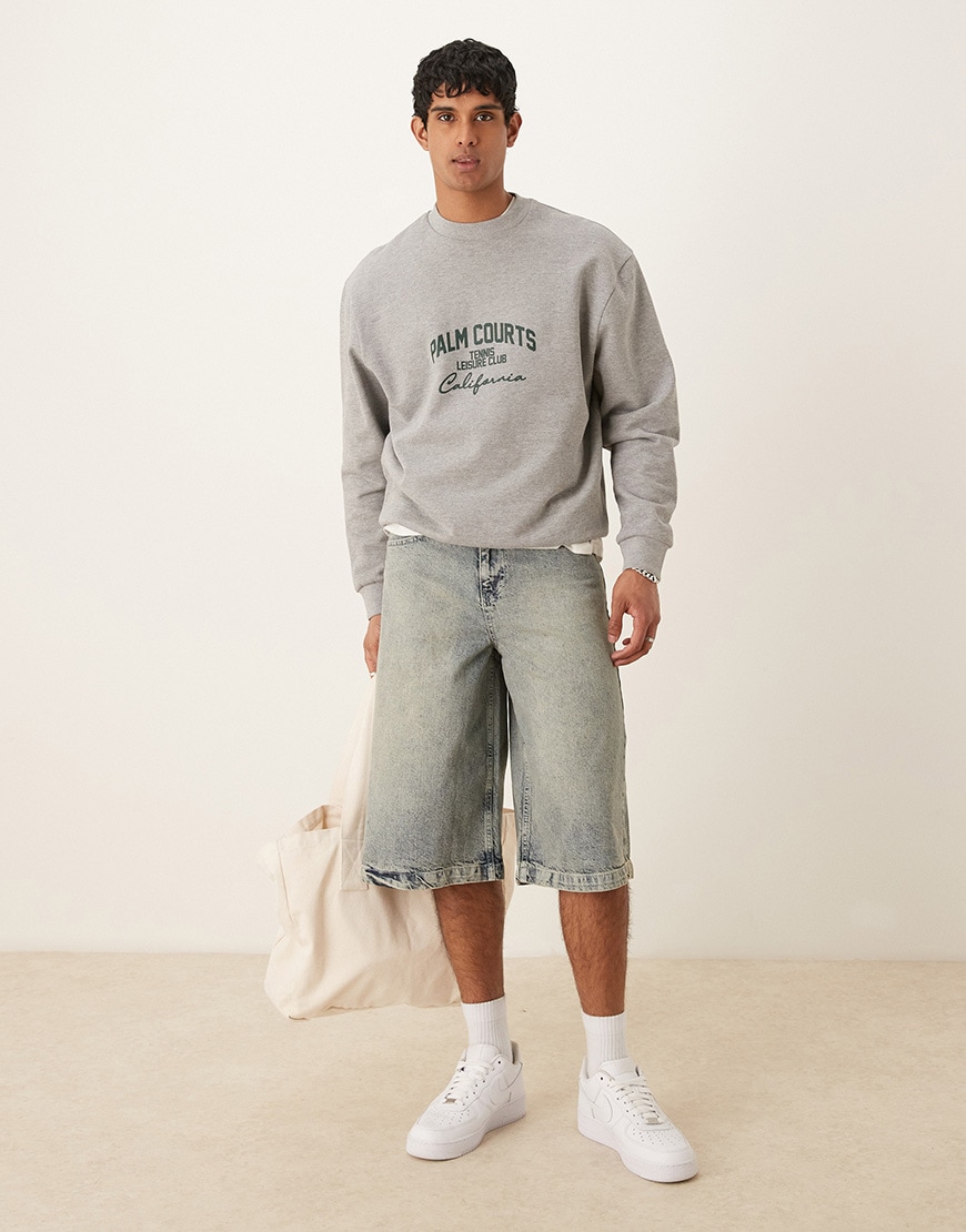 A model wearing grey jorts