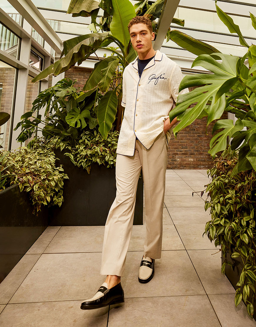 Model wearing shirt, trousers and loafers | ASOS Style Feed