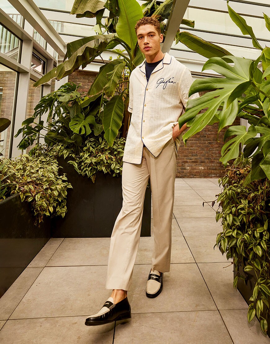 Model wearing shirt, trousers and loafers | ASOS Style Feed