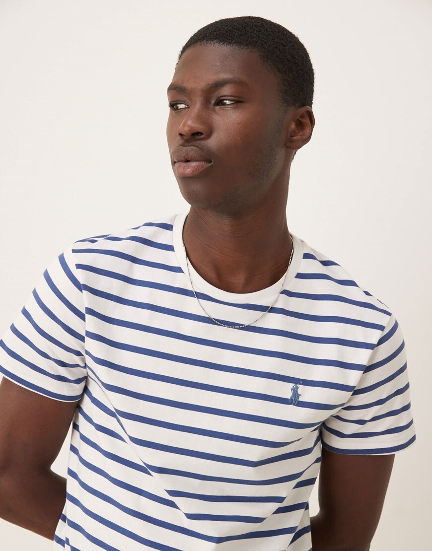 Polo Ralph Lauren nautical style T shirt in white and blue