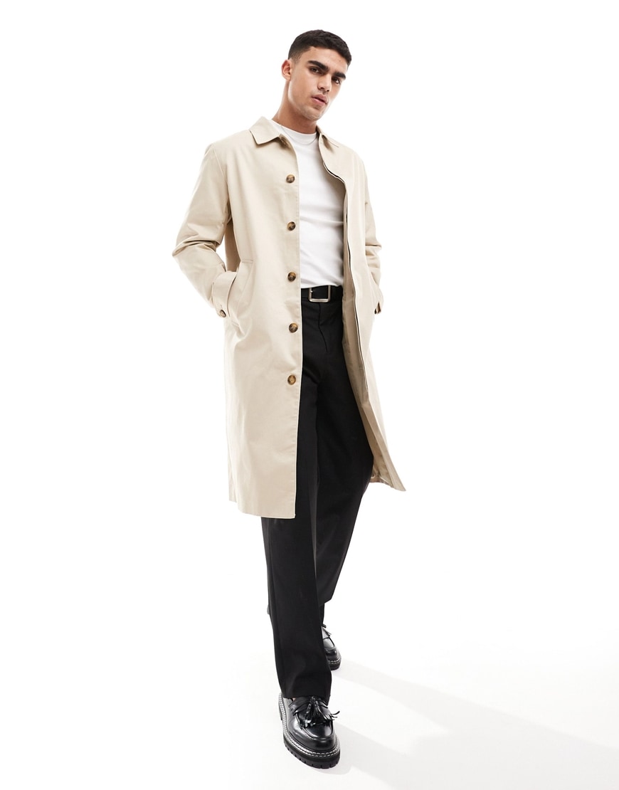 ASOS DESIGN trench coat in stone | ASOS Style Feed