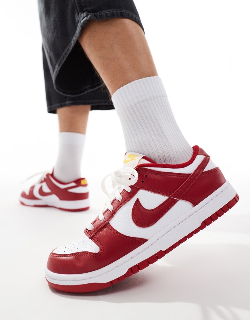 Nike Dunk Low Retro sneakers in white and red