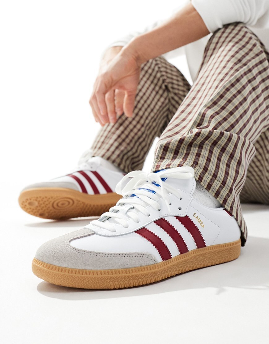 adidas Originals Samba sneakers in white and red