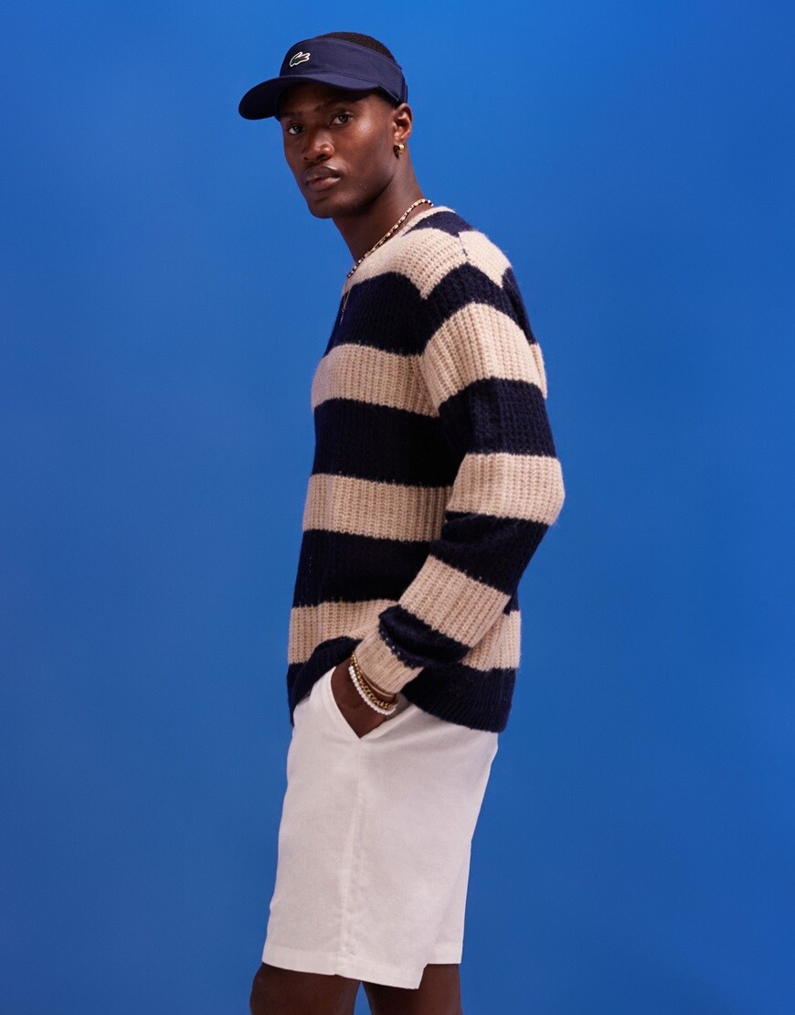 Model wearing striped knitted jumper | ASOS Style Feed