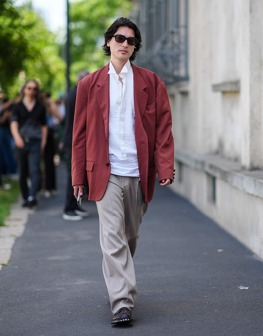Guest wearing an oversized blazer and trousers | ASOS Style Feed