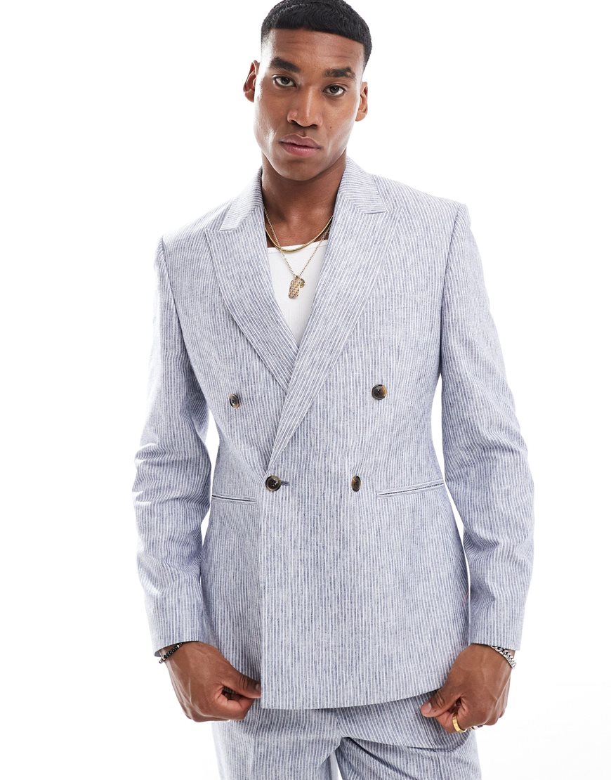 Man wearing a linen pin-stripe suit| ASOS Style Feed