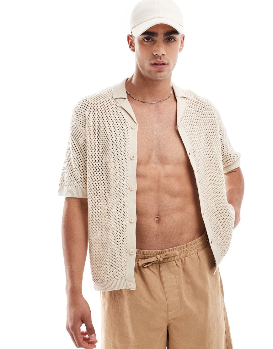 COLLUSION knitted shirt in cream | ASOS Style Feed