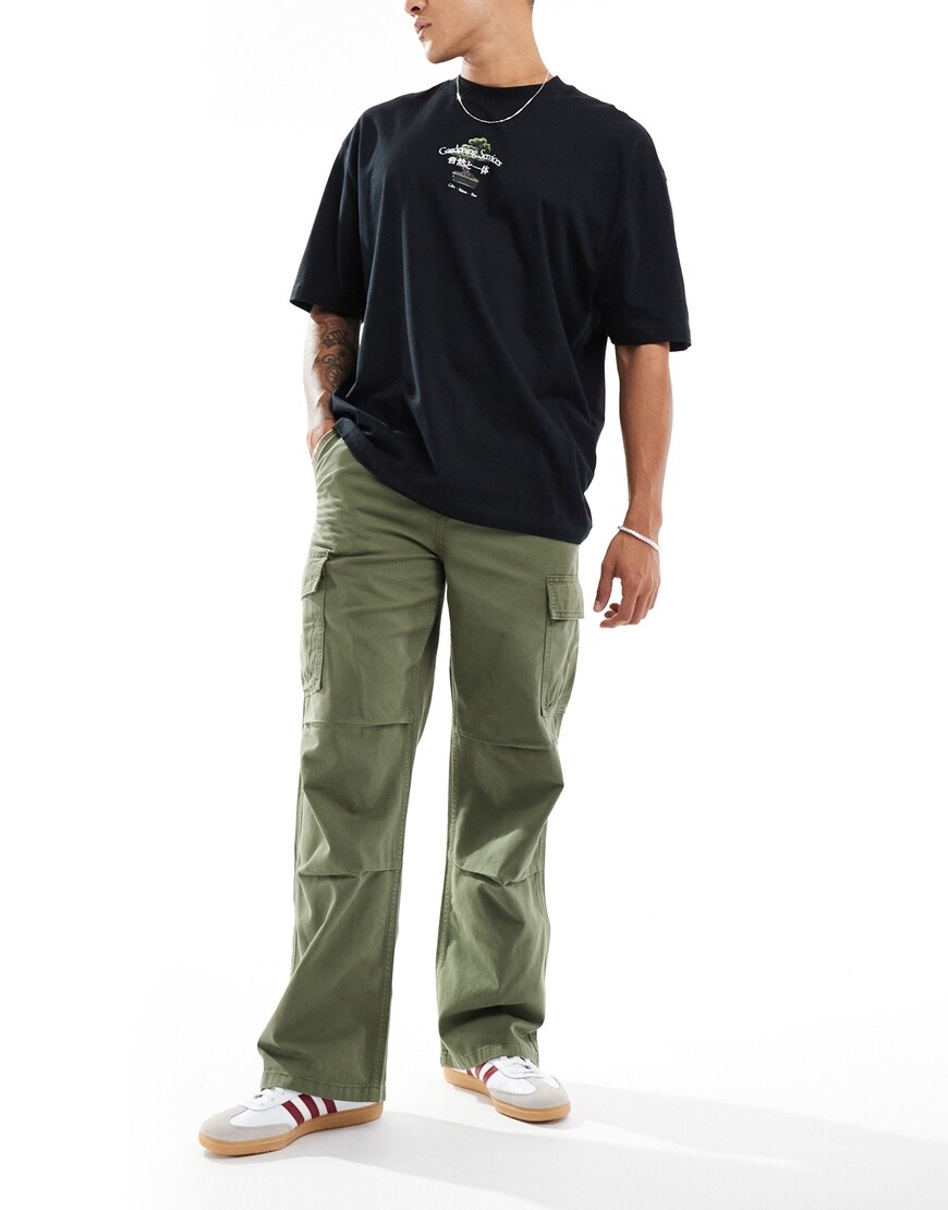 ASOS DESIGN baggy cargo trouser with knee pleats in khaki | ASOS Style Feed