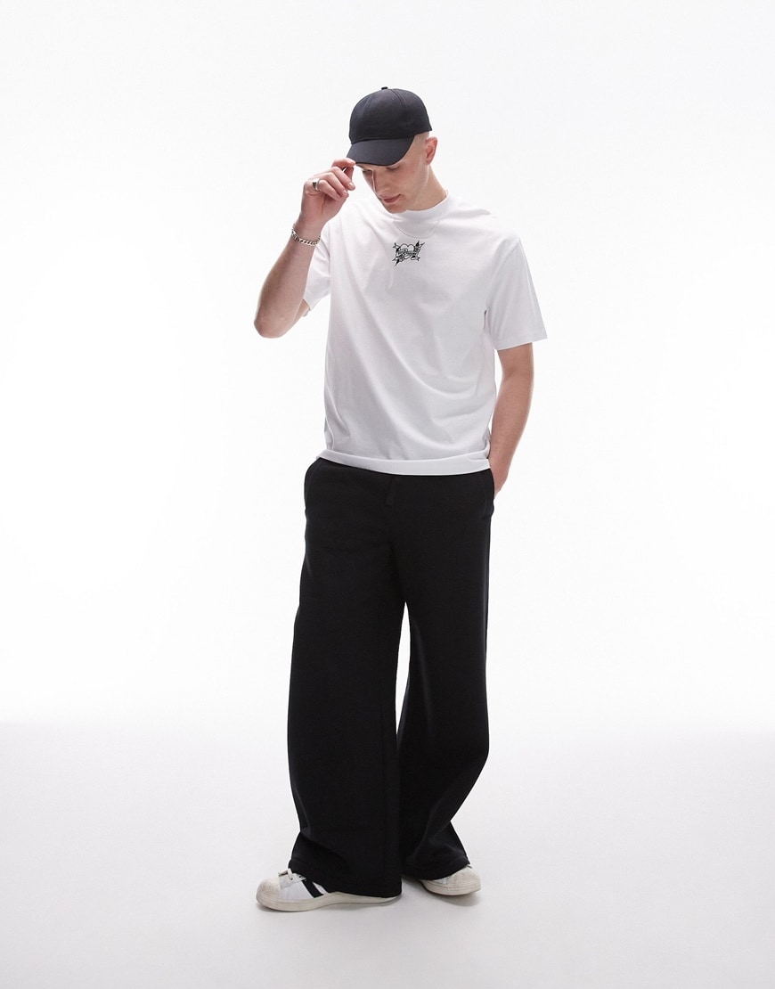 Topman wide leg sweatpants in black