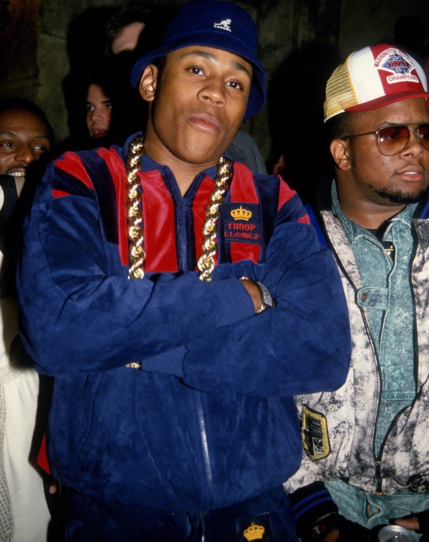 LL Cool J posing with a Kangol hat and jacket