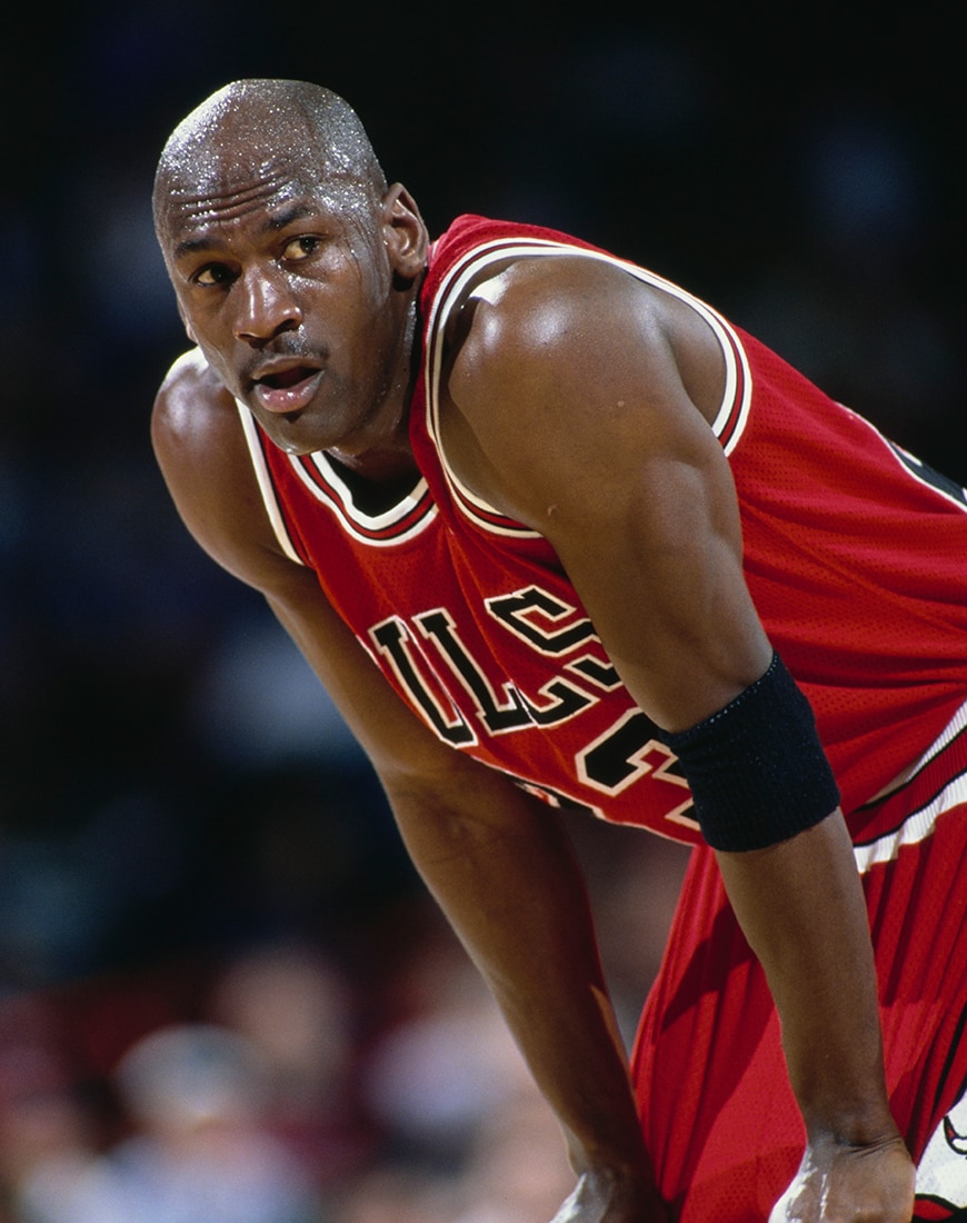 Michael Jordan on the basketball pitch in the 80s