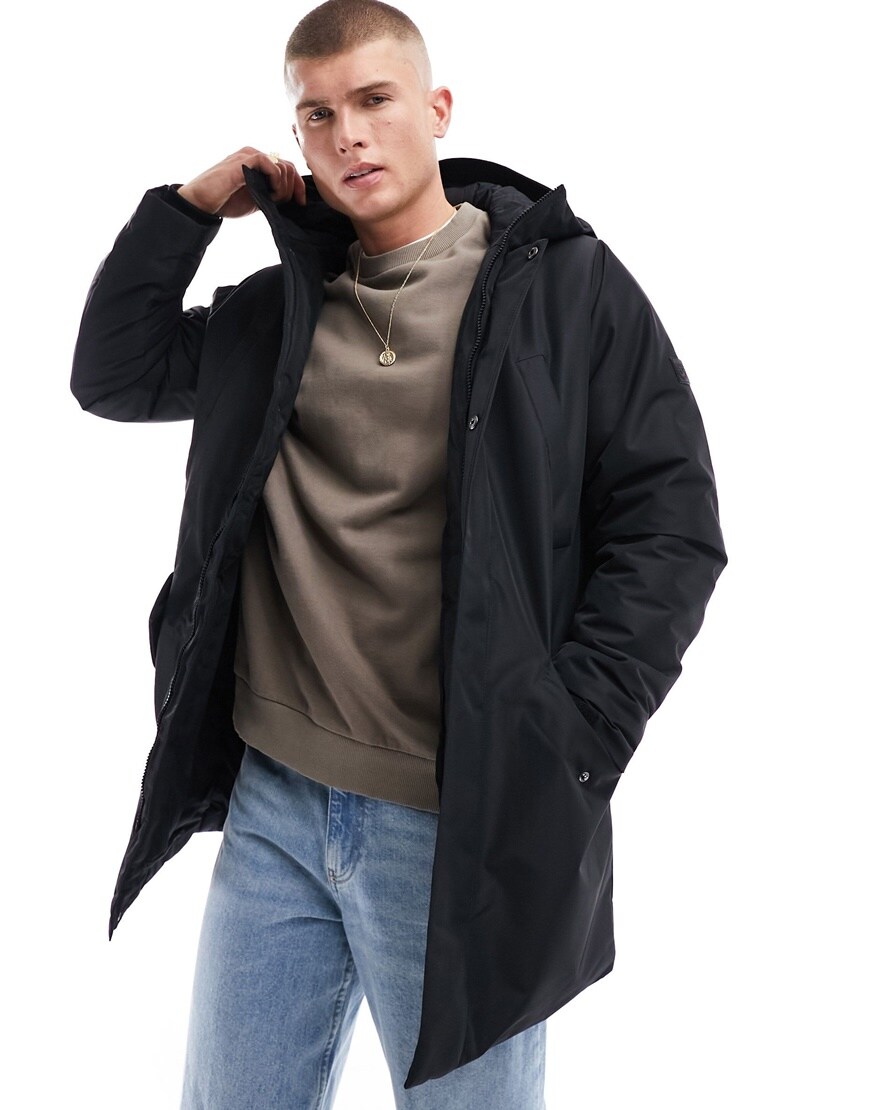 ONLY & SONS waterproof technical parka with hood in black | ASOS Style Feed