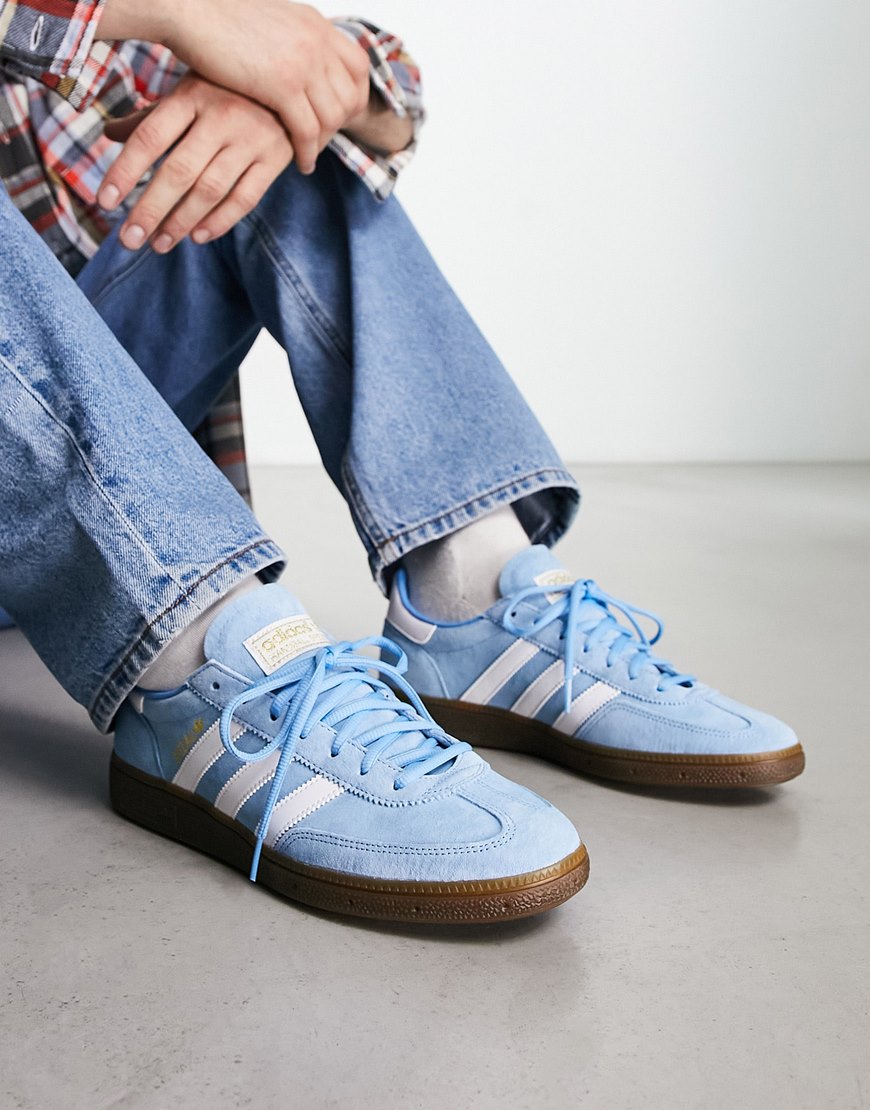 adidas Originals Handball Spezial gum sole trainers in light blue | ASOS Style Feed
