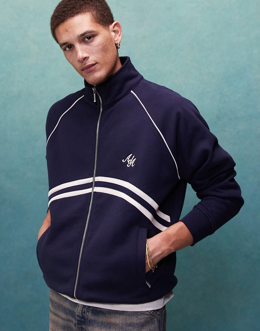 Alma de Ace co-ord zip up track jacket with contrast piping in navy | ASOS Style Feed