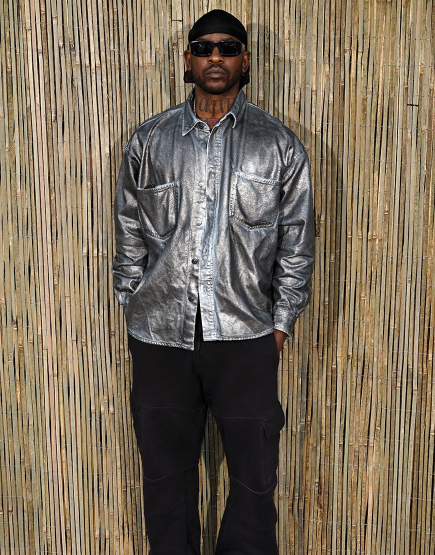 Skepta wearing a silver shirt | ASOS Style Feed