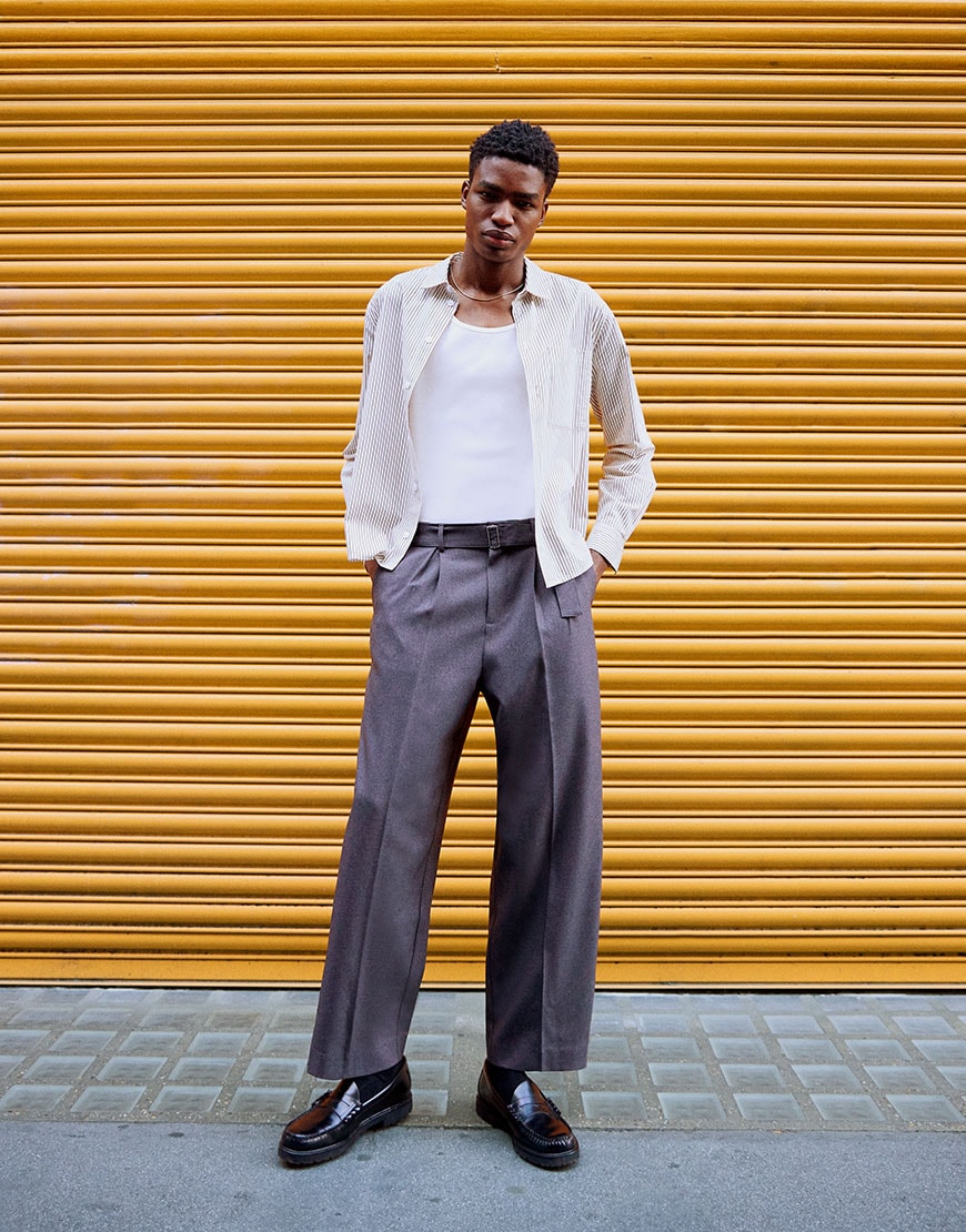 Model wearing shirt, tee and tailored trousers | ASOS Style Feed