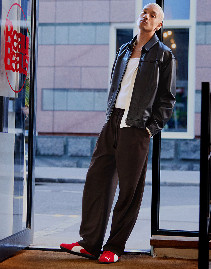 Model in leather jacket 'fit | ASOS Style Feed