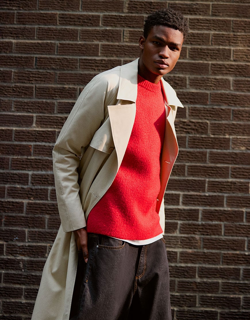 Model wearing red jumper outfit | ASOS Style Feed