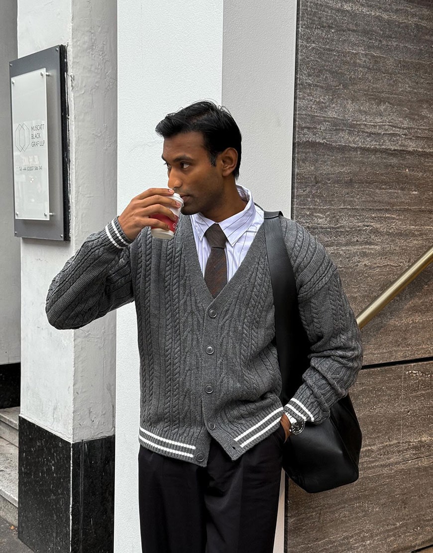 Man wearing cardigan