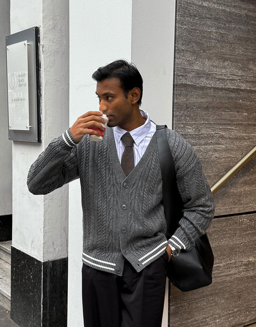 Man wearing cardigan