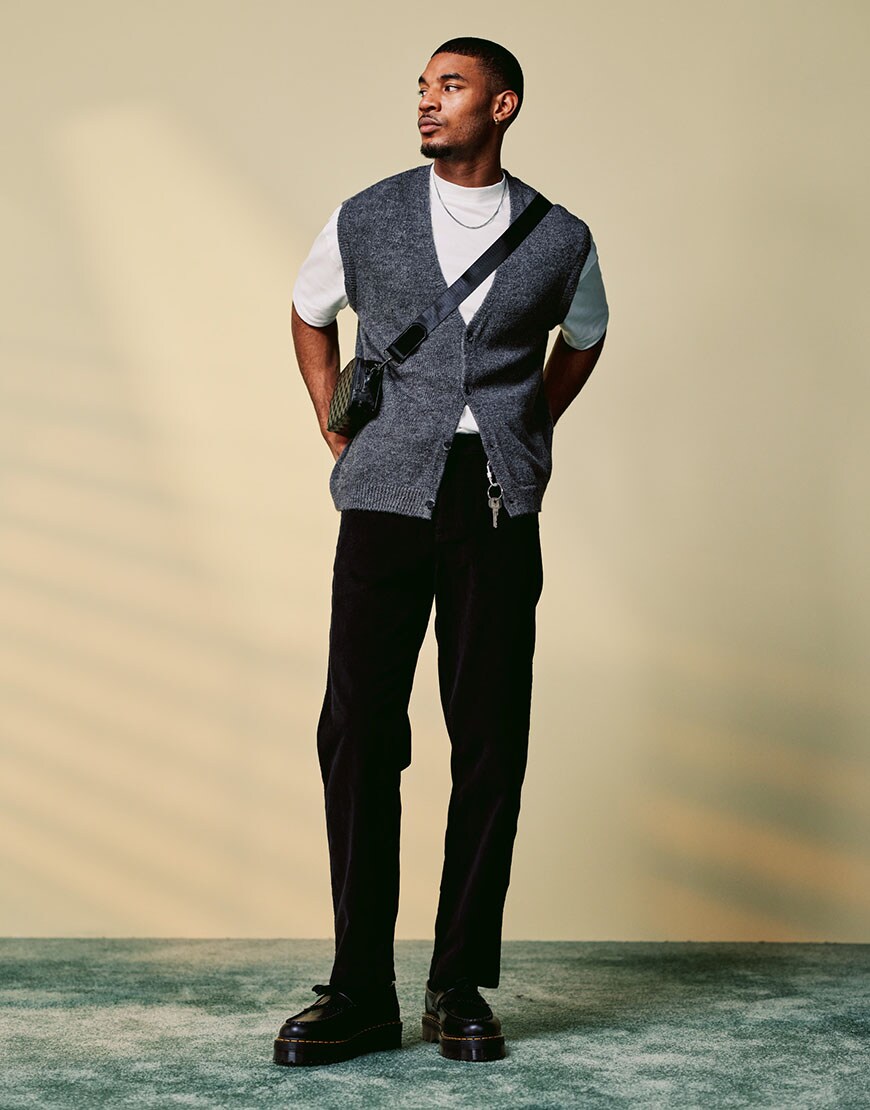 Model wearing V-neck knit | ASOS Style Feed