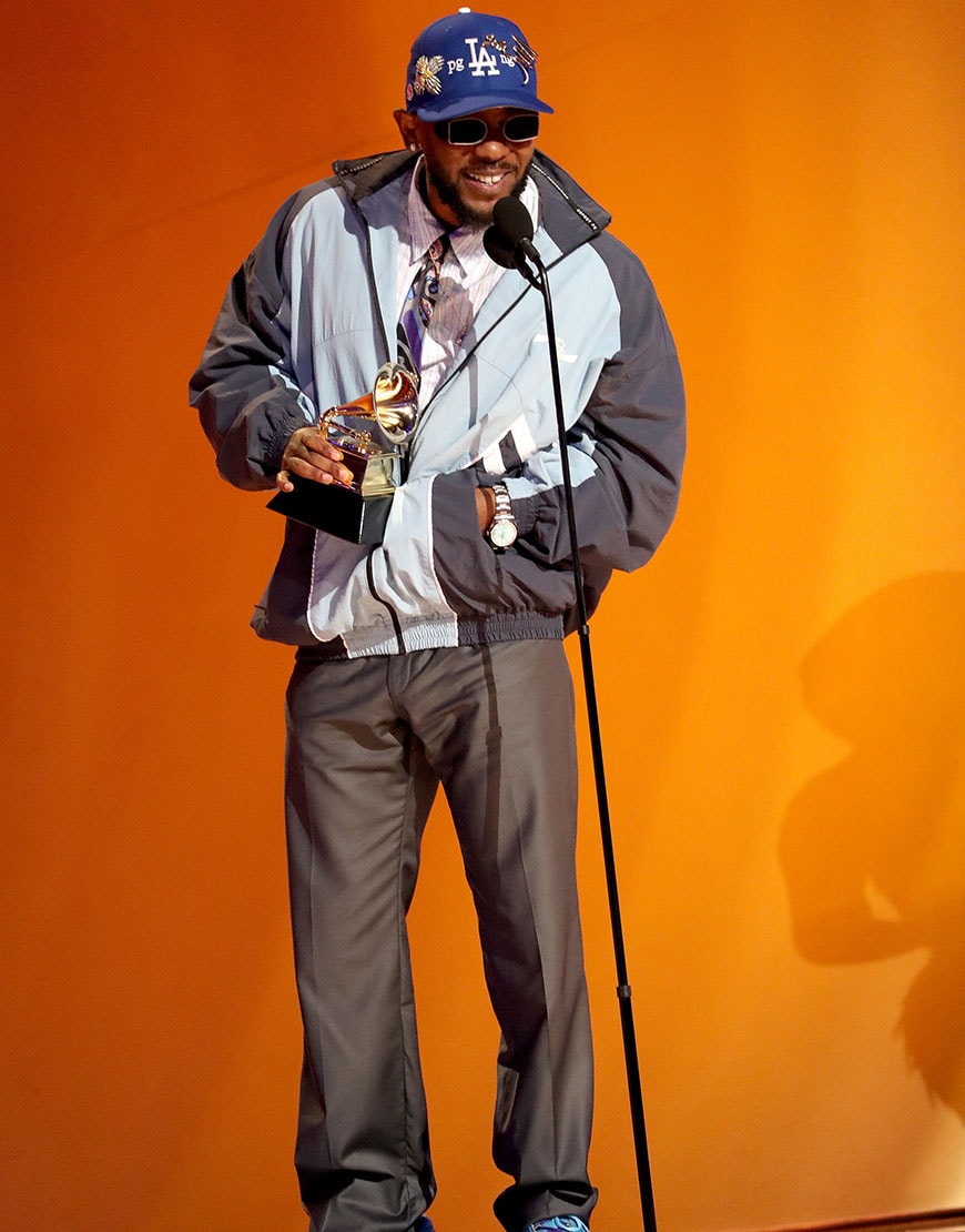 Kendrick Lamar Accepting a Grammy