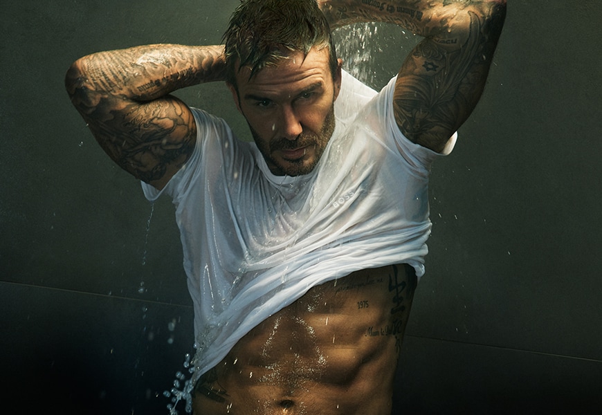 David Beckham wearing a BOSS t-shirt
