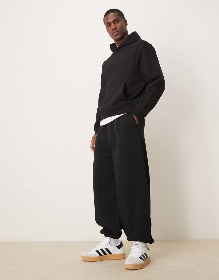 ASOS DESIGN balloon sweatpants with smart waistband in black