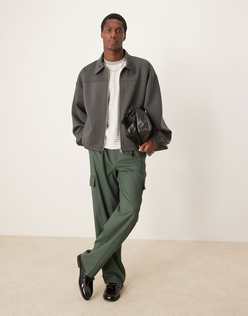 ASOS DESIGN scuba jacket in gray