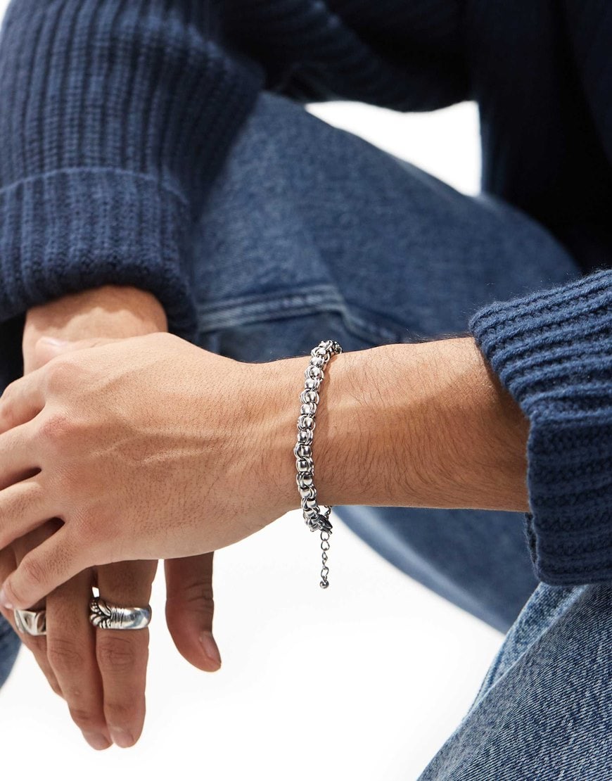 ASOS DESIGN waterproof stainless steel chunky link chain bracelet in silver tone
