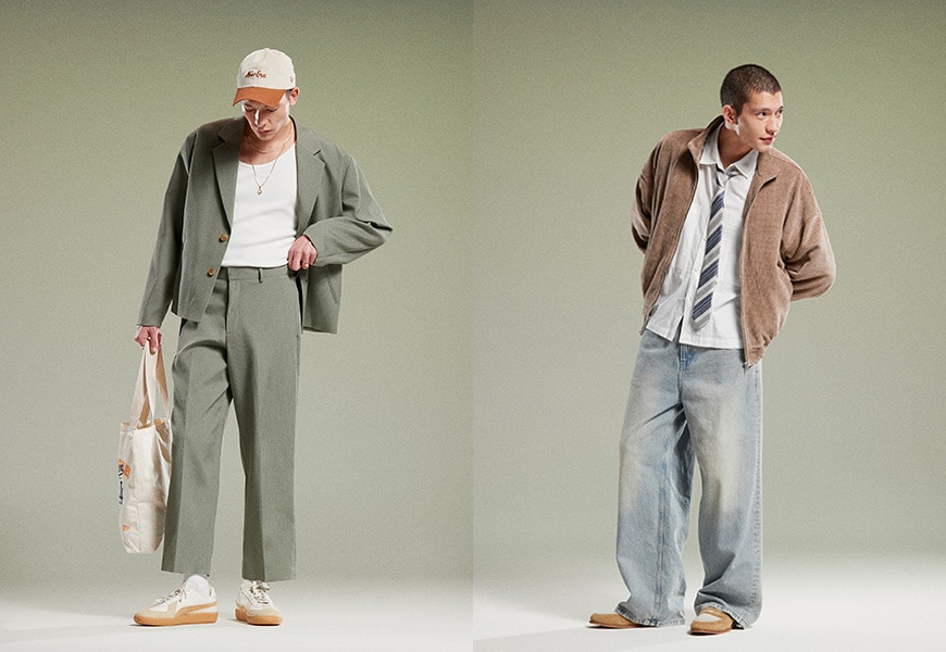 Model in suit on green background | ASOS Style Feed