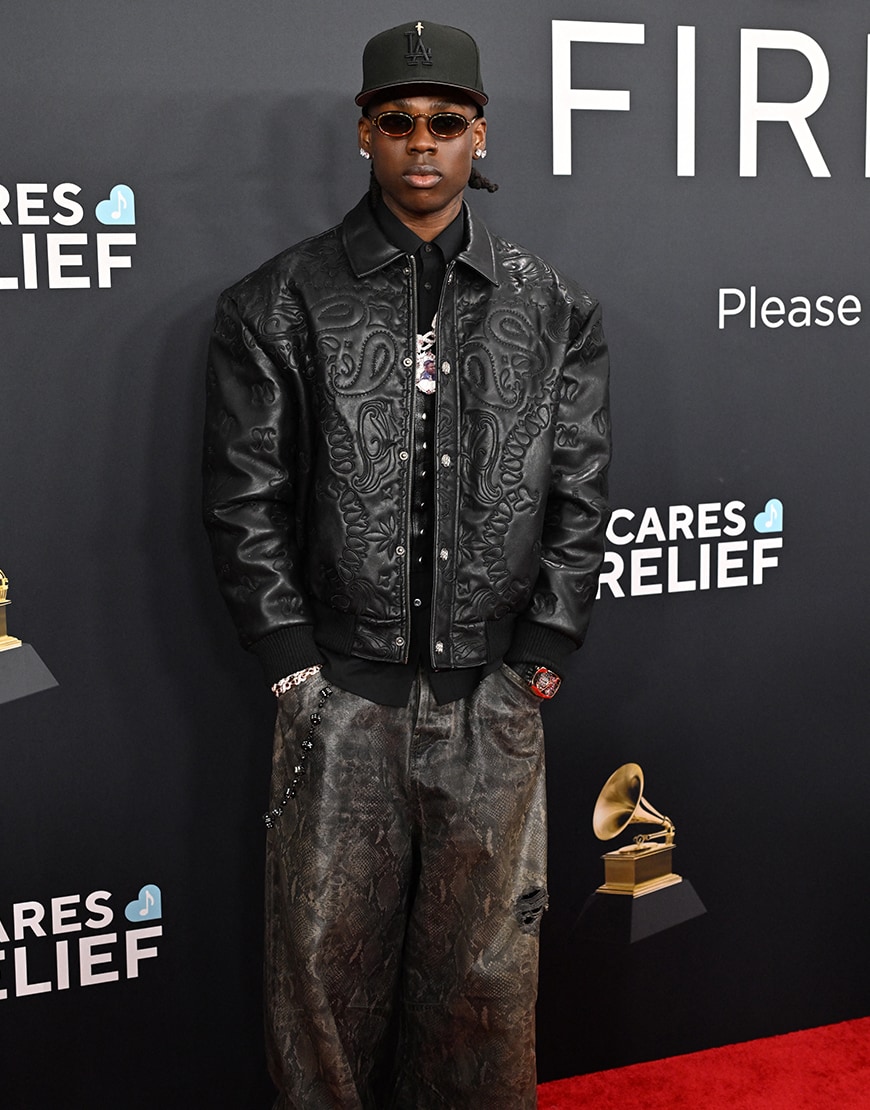 Rema wearing a black leather jacket