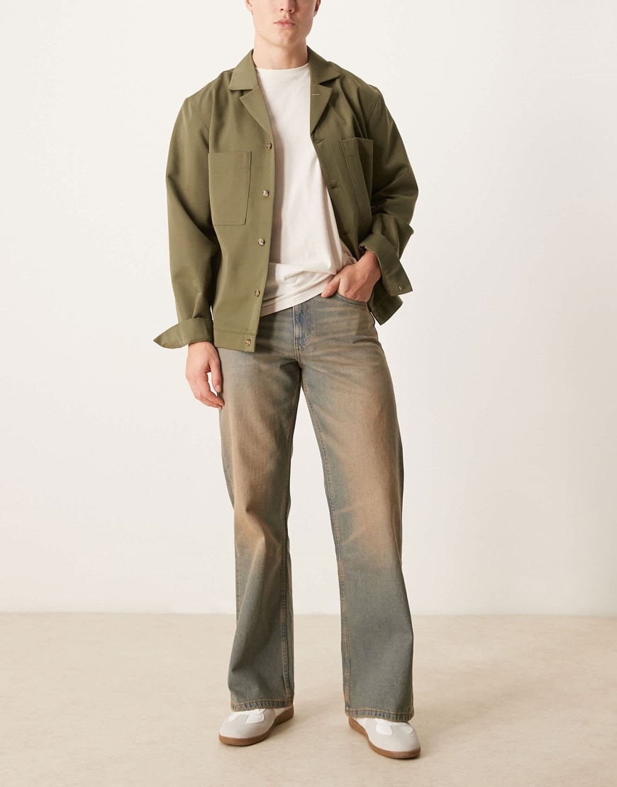 ASOS DESIGN wide flare jeans in brown tint | ASOS Style Feed