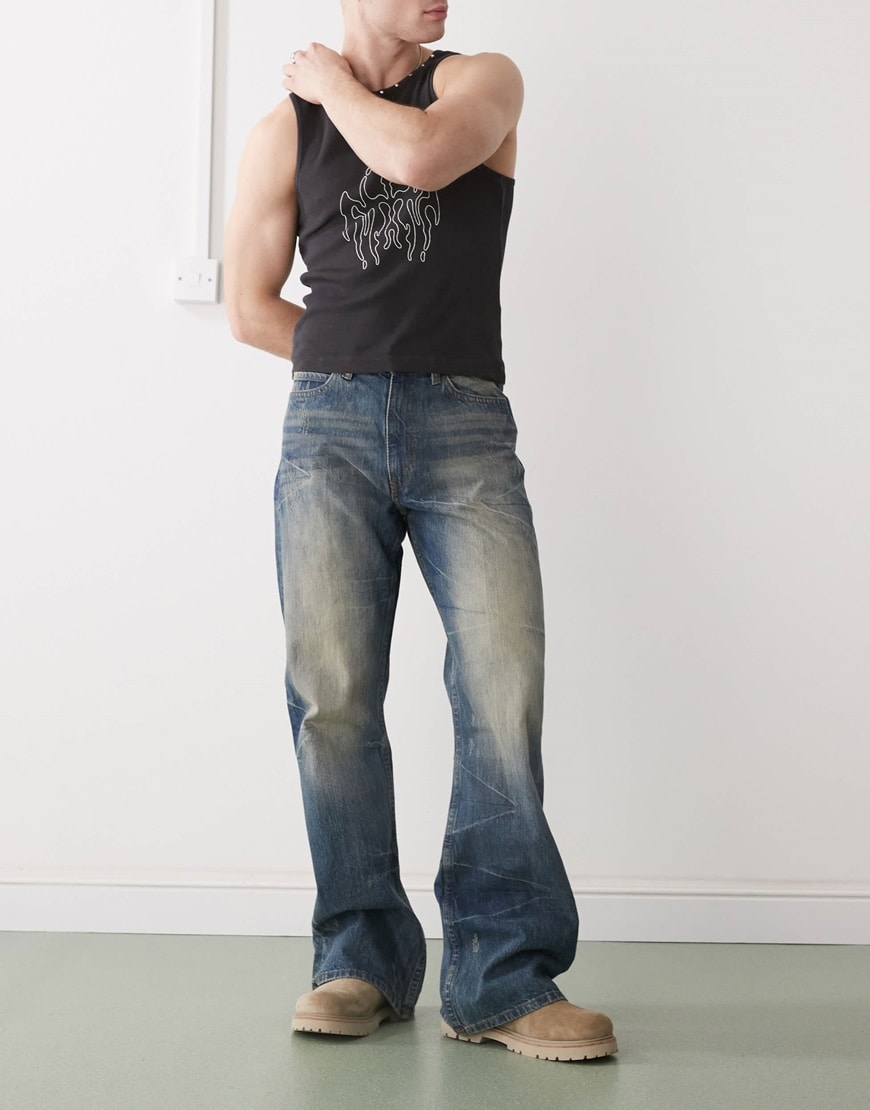 Cheap Monday Boo Bootleg rigid bootcut jeans in blue wash with faded highlight | ASOS Style Feed