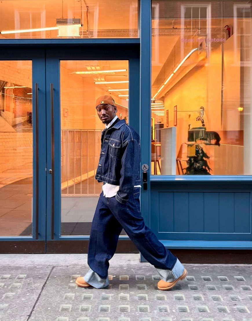 Man Wearing Double Denim