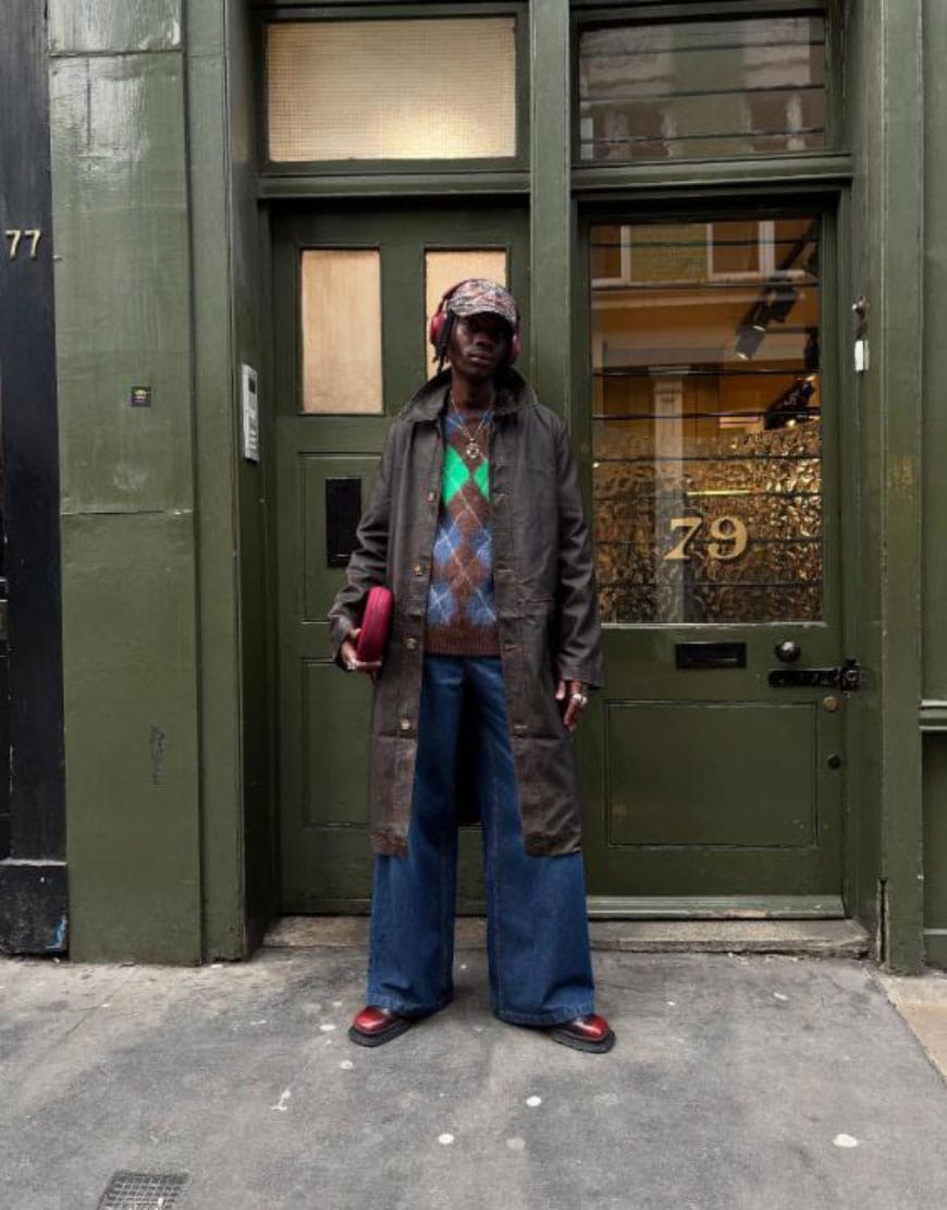 Man Wearing Indigo-Wash Jeans